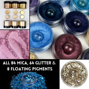 MEGA SET - all 84 micas + 64 glitters + 8 Float to the top pigments